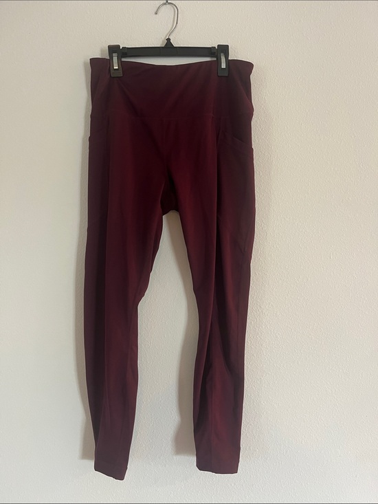 90 Degree By Reflex Pants - 90 DEGREE BY REFLEX High-Waisted Burgundy Active Leggings
